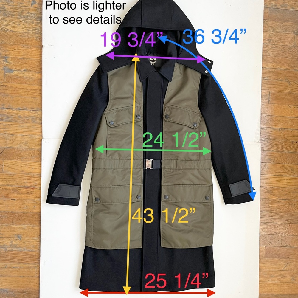 MCM Worldwide Mens Medium Wool Zip Hood Coat New - Picture 3 of 15